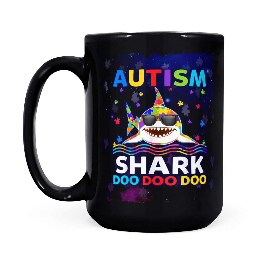 Autism Awareness Coffee Mug Shark Puzzle Awareness Day Cute For Boys – Black Mug