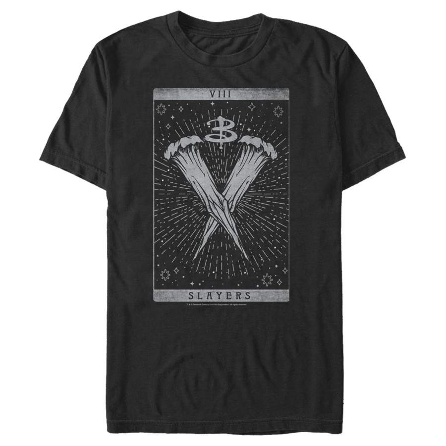 Buffy the Vampire Slayer Men’s Slayer Wooden Stake Tarot Card  T Shirt