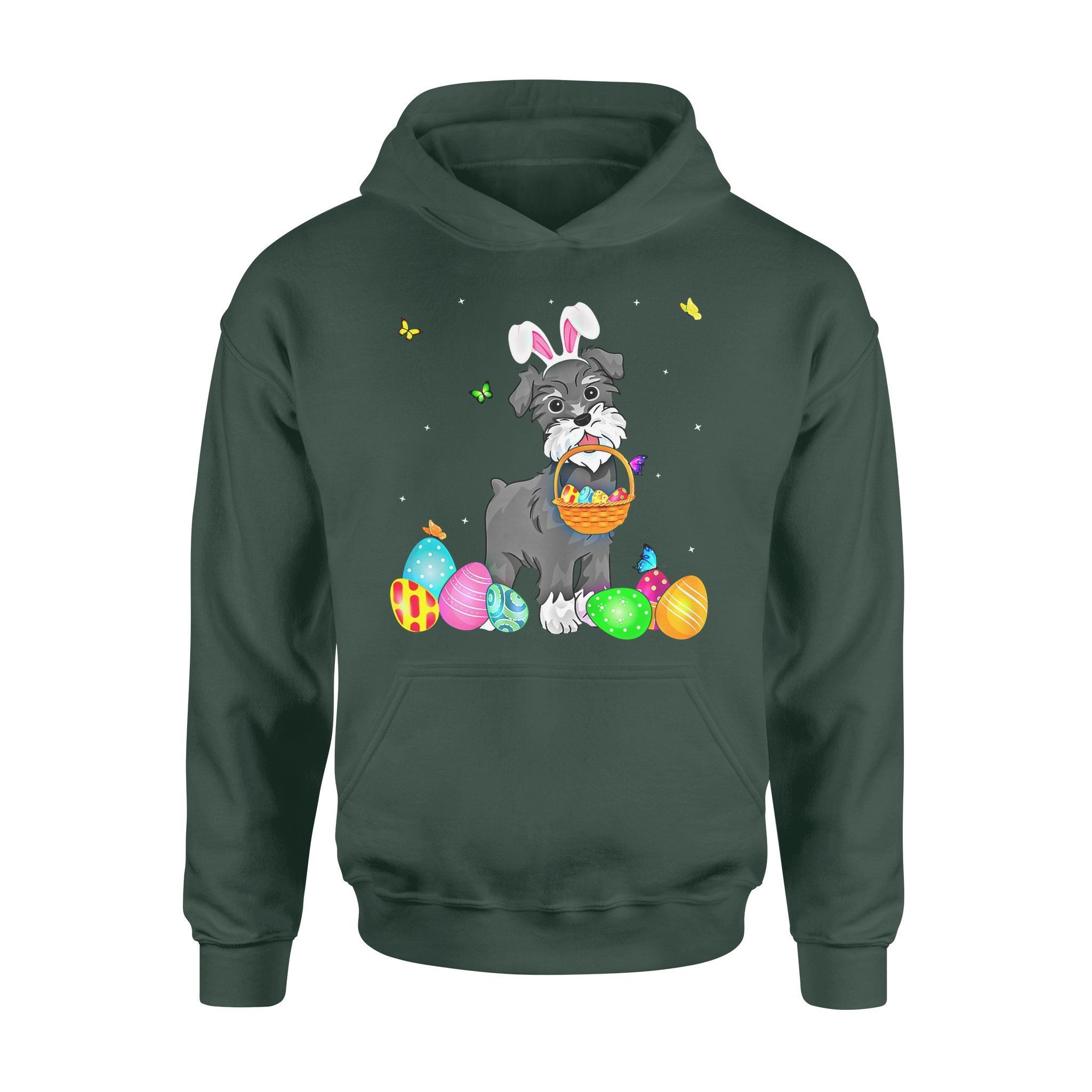 Dog Gift Idea Cute Bunny Schnauzer Eggs Easter Day T-Shirt – Standard Hoodie