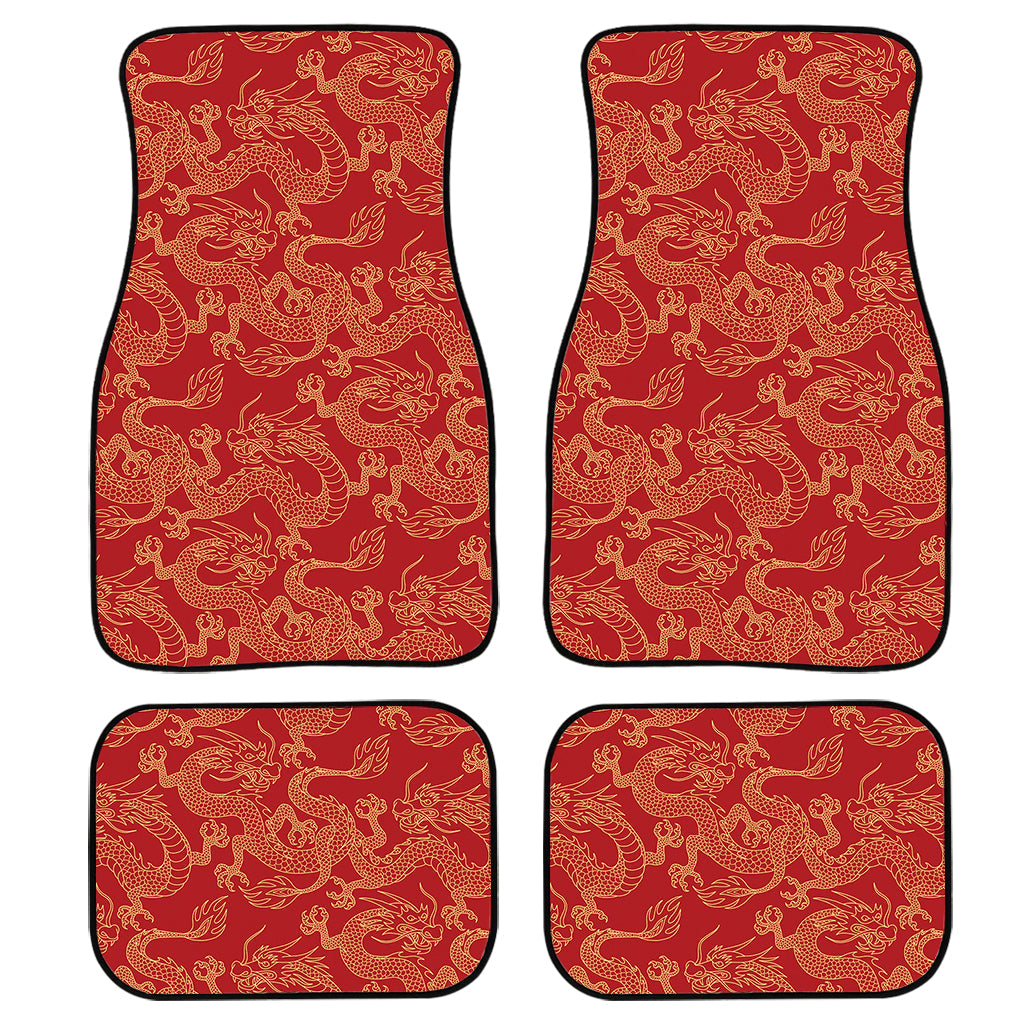 Traditional Chinese Dragon Pattern Print Front And Back Car Floor Mats, Front Car Mat