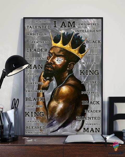 Strong Black King Black Pride Poster Print, Canvas Poster Wall Art, Canvas Print Wall Decor Hg Proud Of My Melanin Black Power Movement History