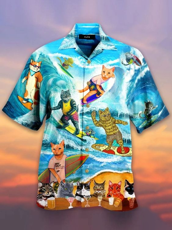 Cat Surfing Hawaii Shirt For Men And Women Ha73738