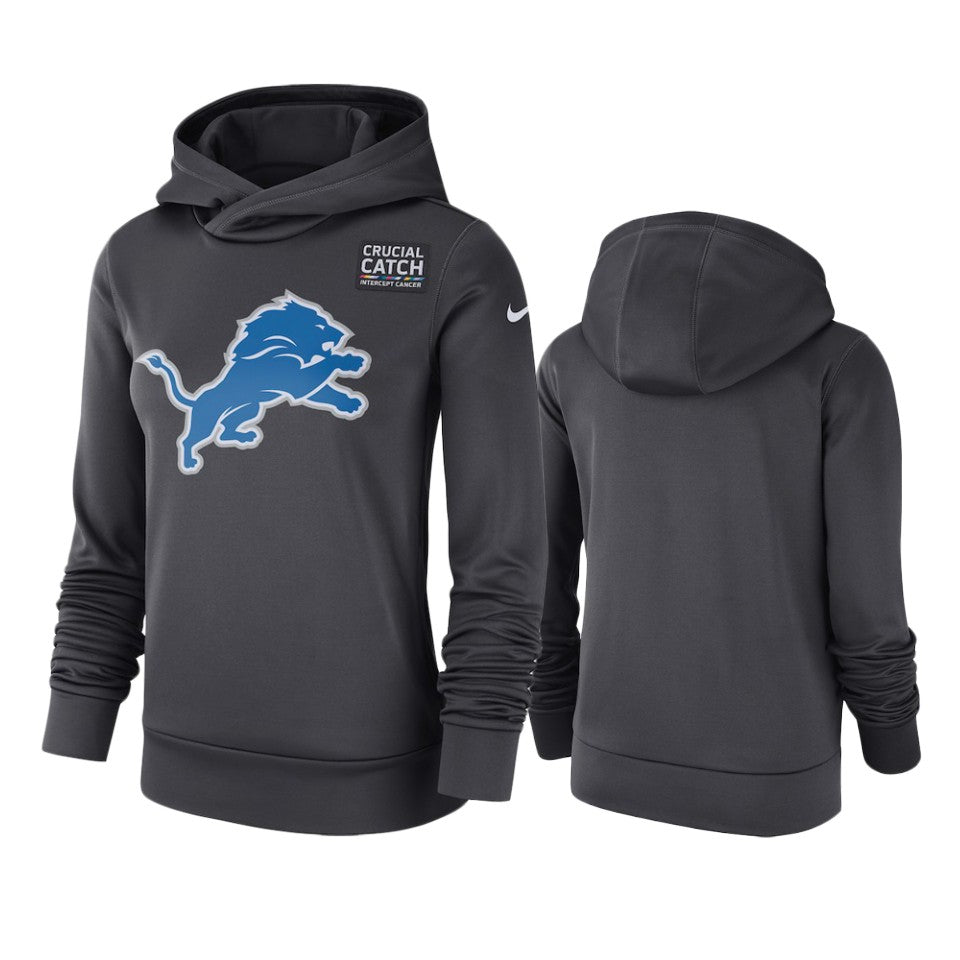 Women Detroit Lions Anthracite Crucial Catch Hoodie