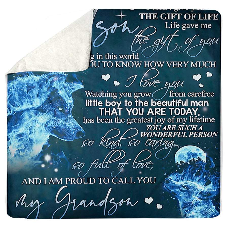 To My Grandson With All My Love Forever Grandma Sherpa Blanket