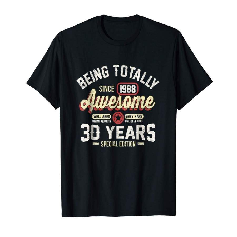 30Th Birthday Gift Vintage 1988 T-Shirt Men Fashion Cotton T-Shirts