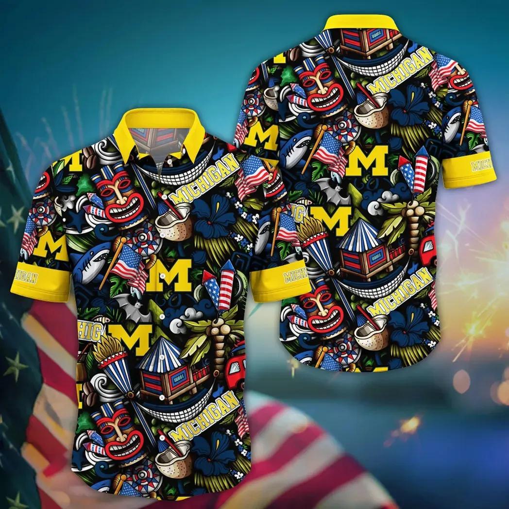 Michigan Wolverine, Style Hot Trending Summer Ncaa Flower Aloha Hawaiian Shirt 15, Ncaa Hawaiian Shirt
