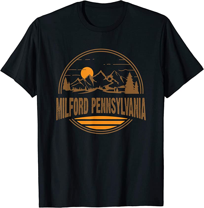 Vintage Milford, Pennsylvania Mountain Hiking Print T-Shirt