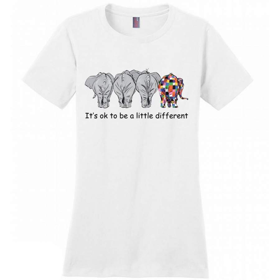 It’s Ok To Be A Little Different, Funny Elephant Design – District Made Women Shirt