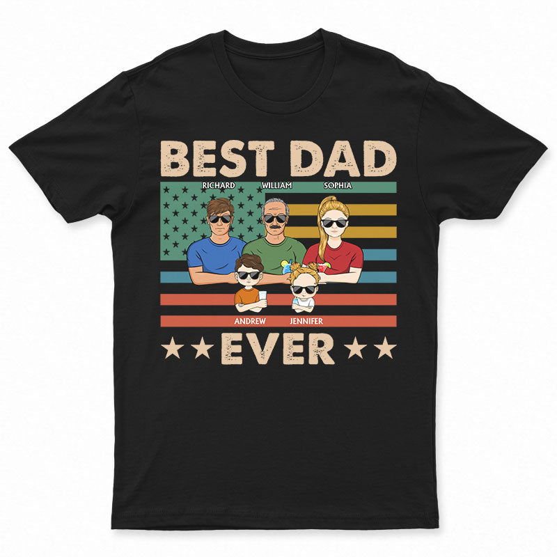 Best Dad Ever Retro Stars Stripes – Gift For Father – Personalized Custom T Shirt