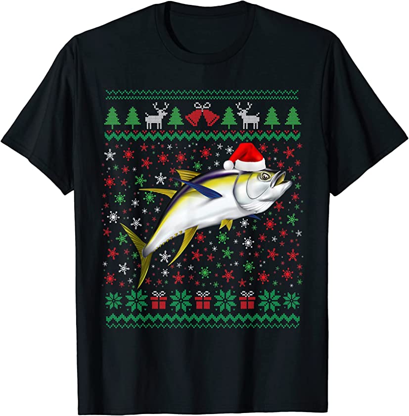 Ugly Sweater Santa Hat Christmas Fish Lover Animal Hat T-Shirt