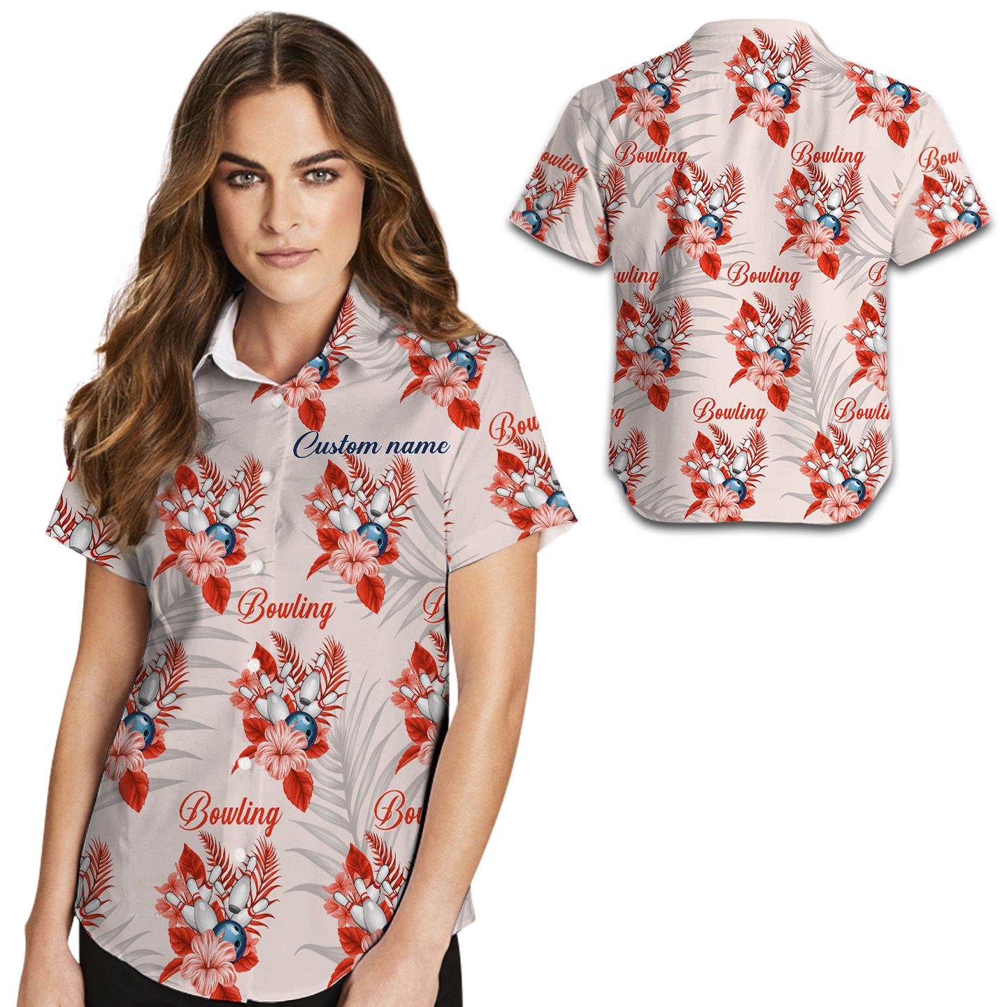 Custom Name Flower And Bowling Balls Women Hawaii Shirt For Lovers Ha61392