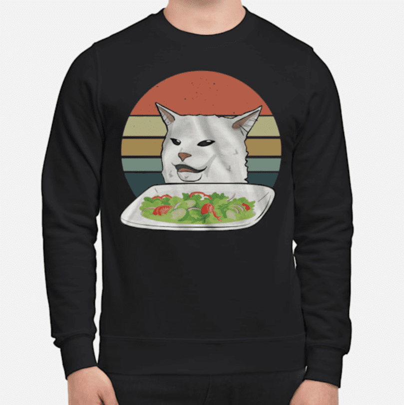 Confused Cat At Table Sweater, Cat At Table Meme Shirt Gift For Friend Christmas Gift