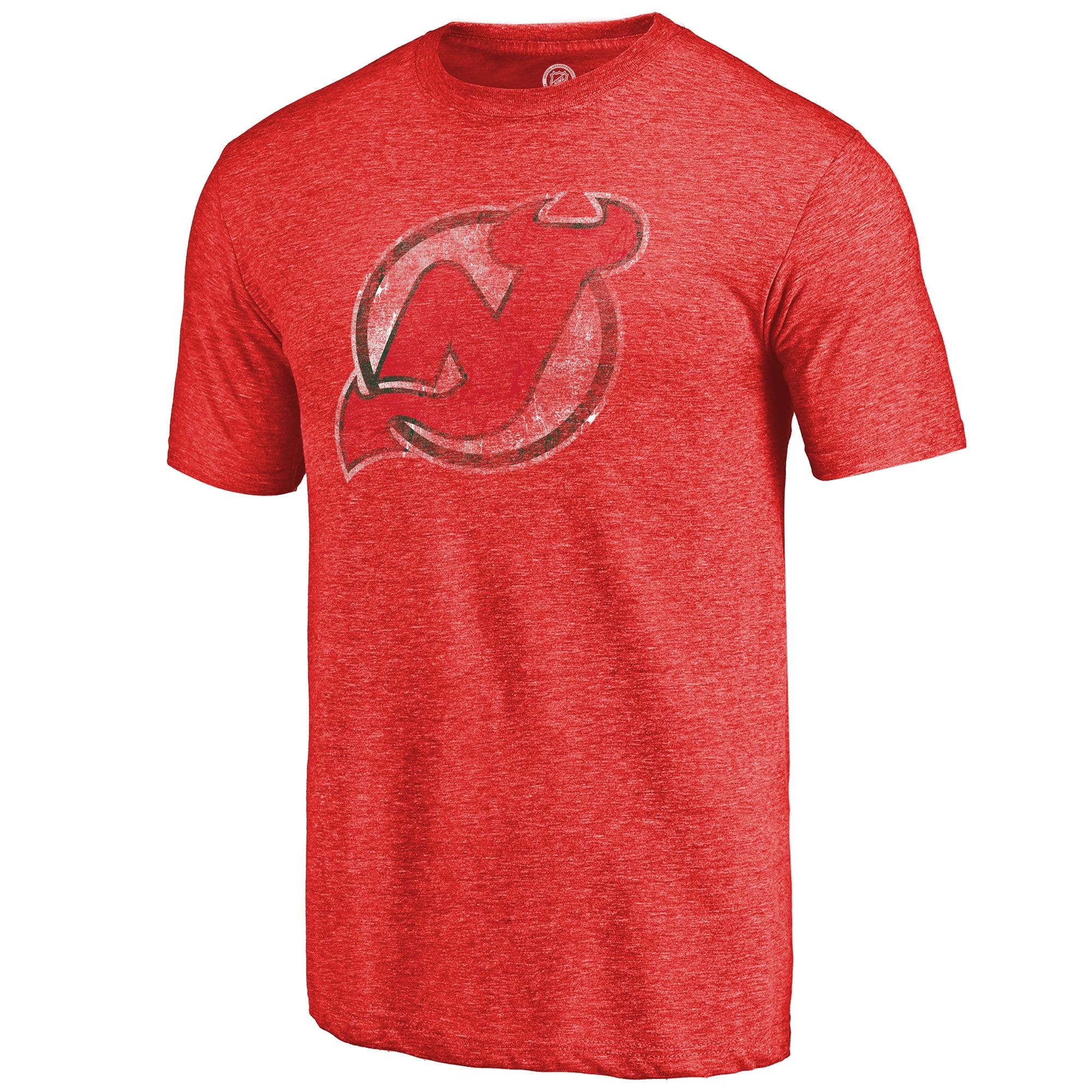 Men’S Fanatics Branded Red New Jersey Devils Throwback Vintage Logo Tri-Blend T-Shirt