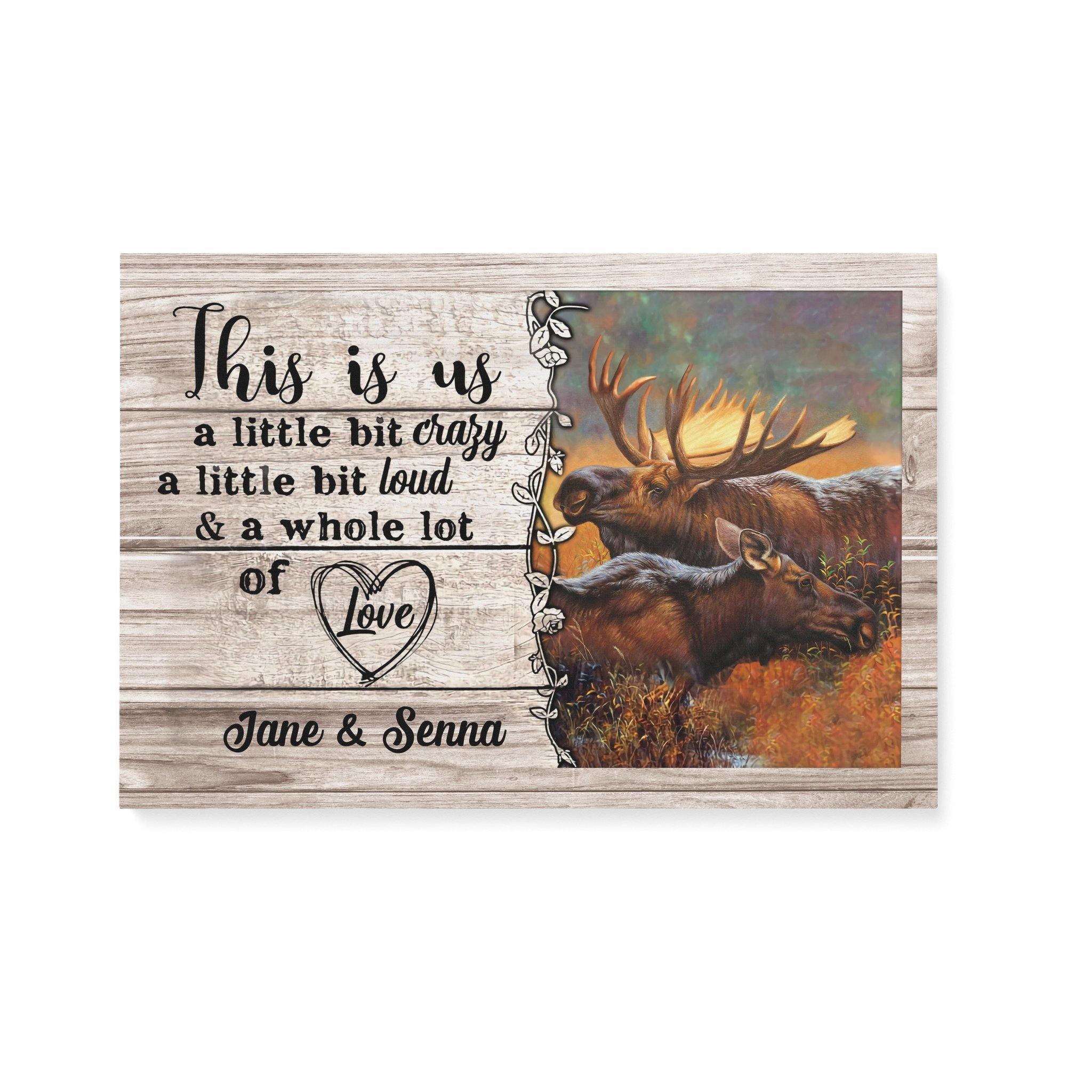 [Personalized Name] Love Moose Gift For Family Home Decor Wall Art Canvas Memorial Home Decor