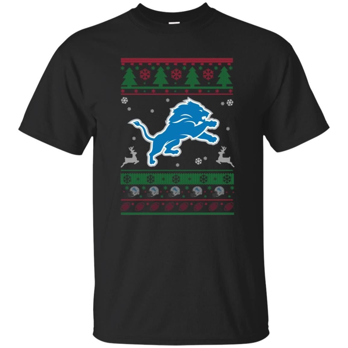 Detroit Lions Logo Football Teams Ugly Christmas Sweater Men T-Shirt