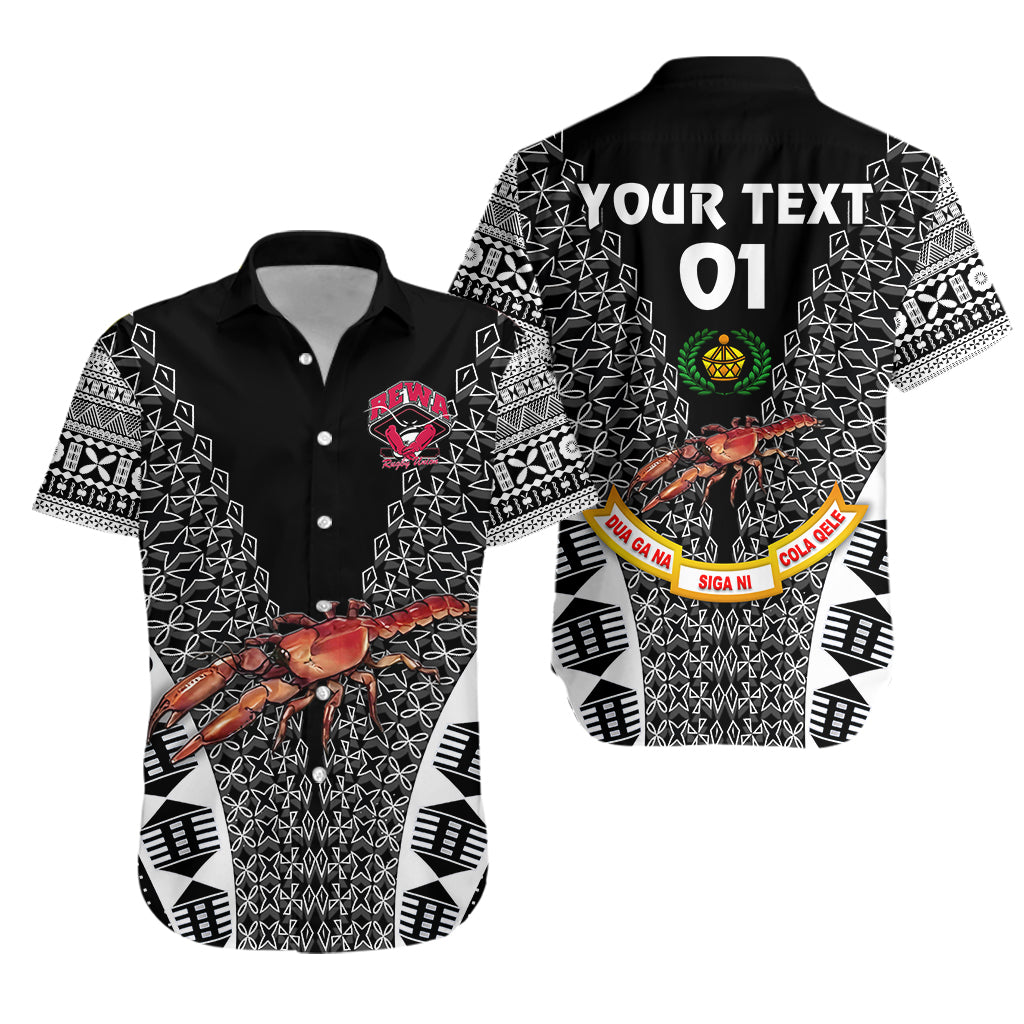 (Custom Personalised) Fiji Rewa Rugby Union Hawaiian Shirt Tapa Style – Black, Custom Text And Number Lt8