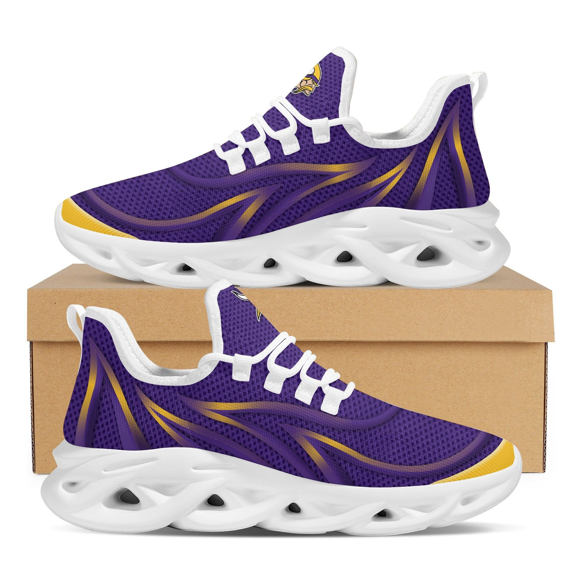 Minnesota Vikings Neon Flames Design Trending Max Soul Clunky Sneaker Shoes For Mens Womensamerican Football Team Fans