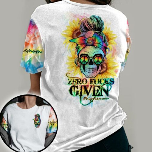 Hippie Mom Zoro Fucks Given Hippie Skull 3D All Over Printed Shirts For Hippie Lovers, Hippie Gifts For Her Gifts For Hippie Friends 3D Shirts