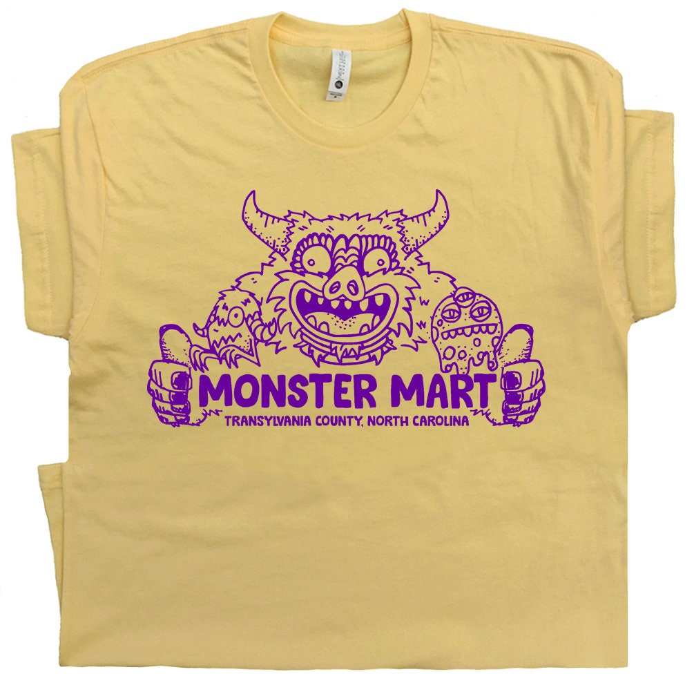 Monster Mart T Shirt Funny Monster Shirts Weird Cryptozoology Shirts Cryptid Graphic Tee Mythical Creature Shirts for Men Women Kids Bigfoot