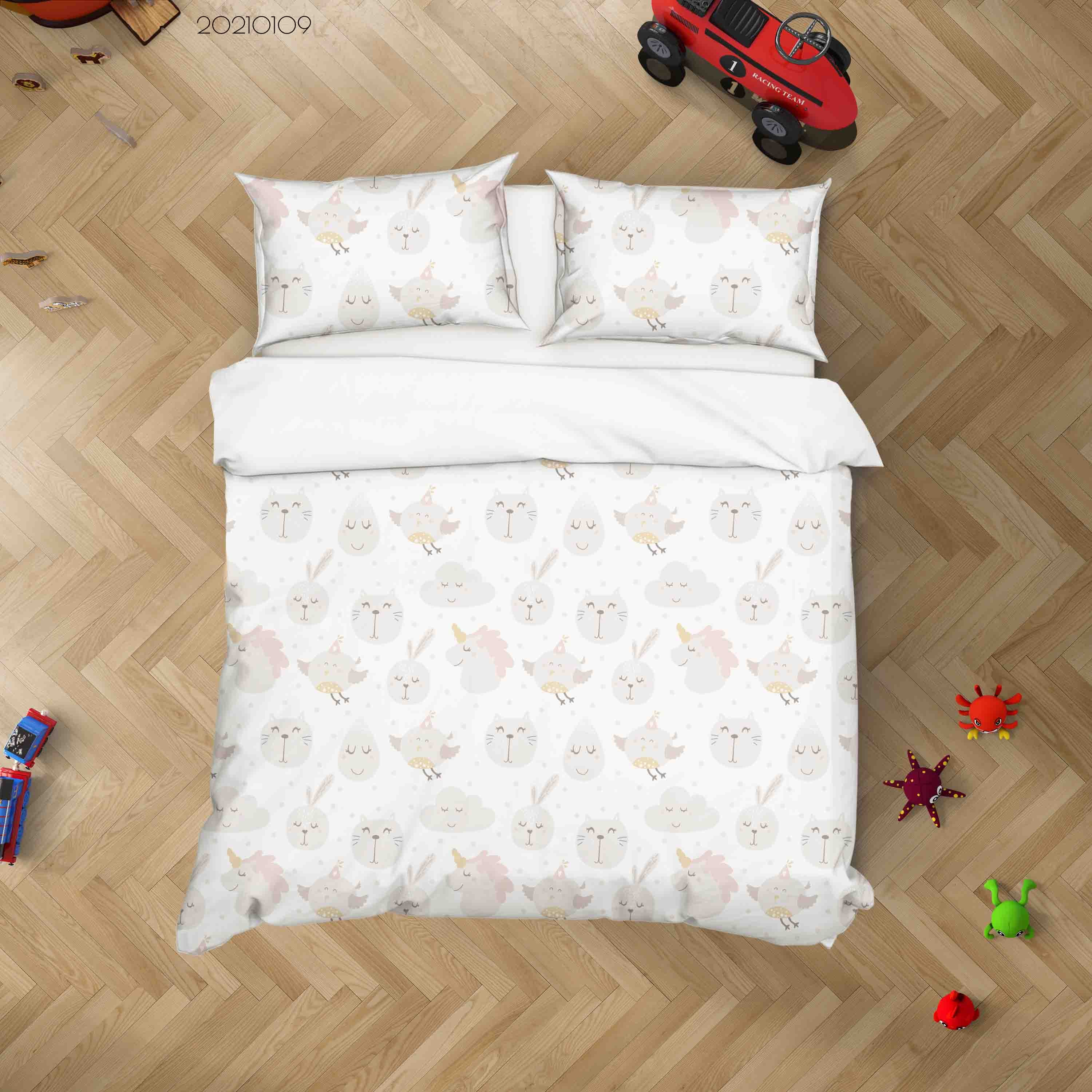 3D Cartoon Cloud Animal Pattern Quilt Cover Set Bedding Set Duvet Cover Pillowcases 36 Lqh