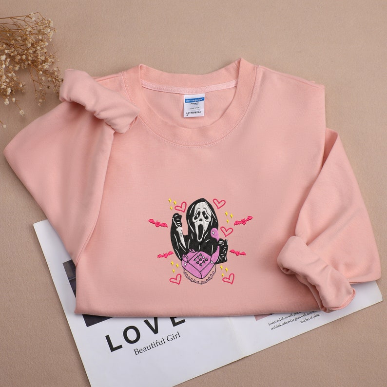 Ghost Halloween Embroidered Sweatshirt 2D Crewneck Sweatshirt All Over Print Sweatshirt For Women Sweatshirt For Men Sws4093