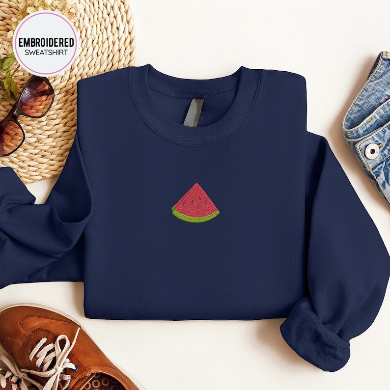 Watermelon Embroidered Sweatshirt 2D Crewneck Sweatshirt All Over Print Sweatshirt For Women Sweatshirt For Men Sws3269