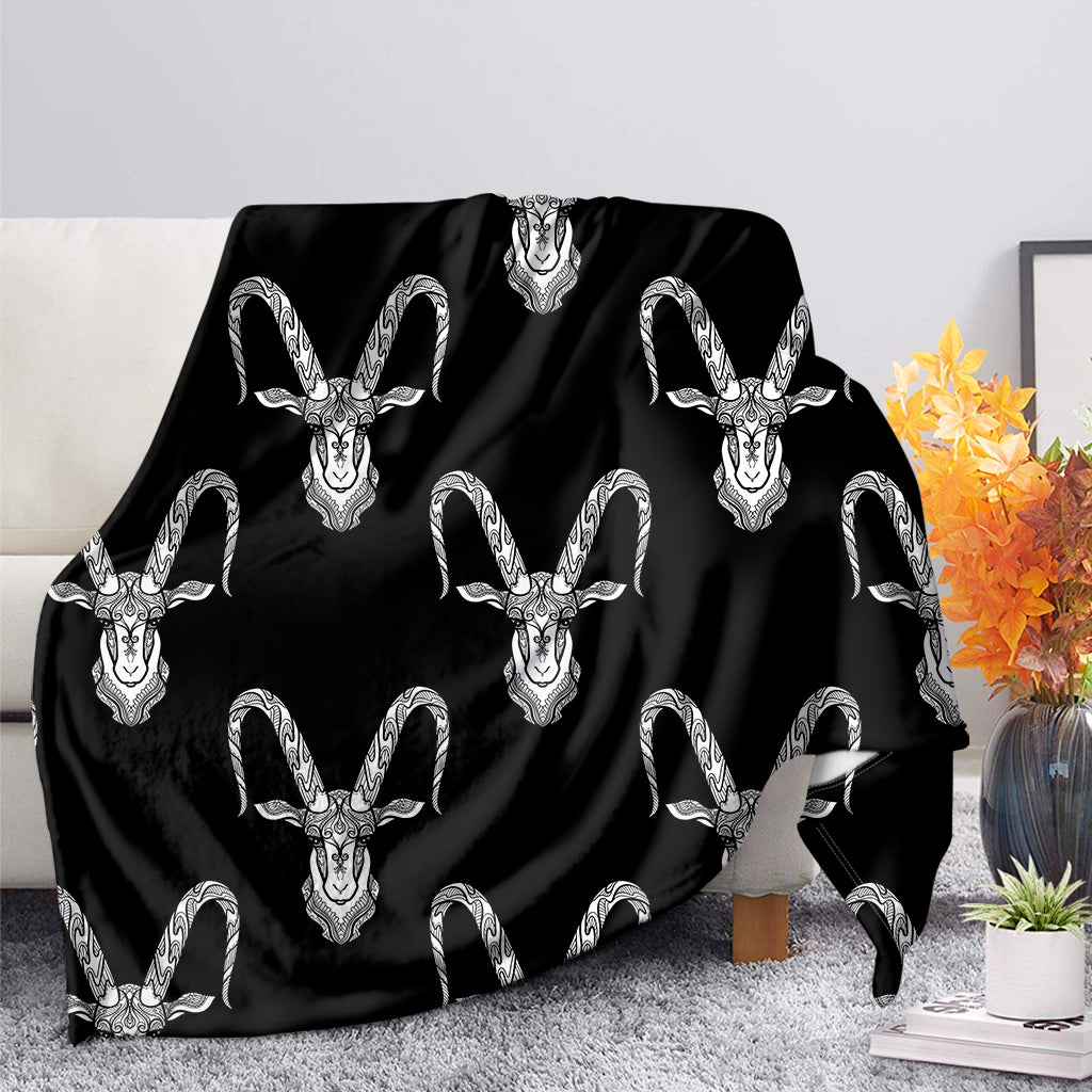 White And Black Capricorn Sign Print Blanket