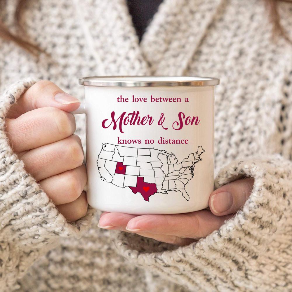 Utah Texas – The Love Between Mother And Son Knows No Distance, I Love Mom! Mother’s Day Gift From Son, 11oz, 15oz Ceramic Mug, 12oz Campfire Mug