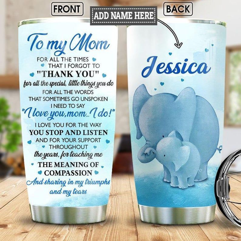 Personalized Elephant Daughter To Mom Gift For Lover Day Travel Tumbler All Over Print Size 20Oz – 30Oz