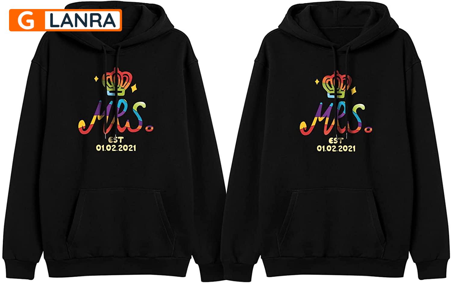 Personalized Mrs Hoodie, Custom Lgbt Crown Couple Hoodie, Matching Couple Hoodie, Lgbt Hoodie, Unisex Sweater, Sweatshirt