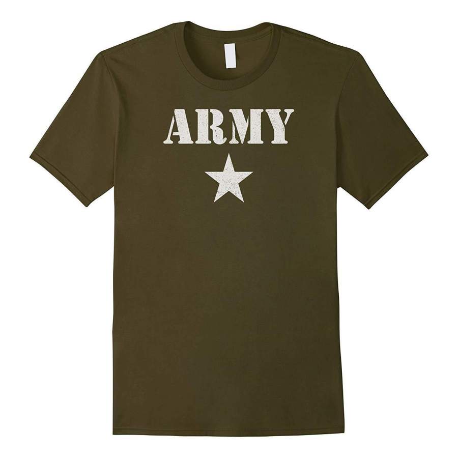 Army Stencil Star Shirt Vintage Workout PT Tee