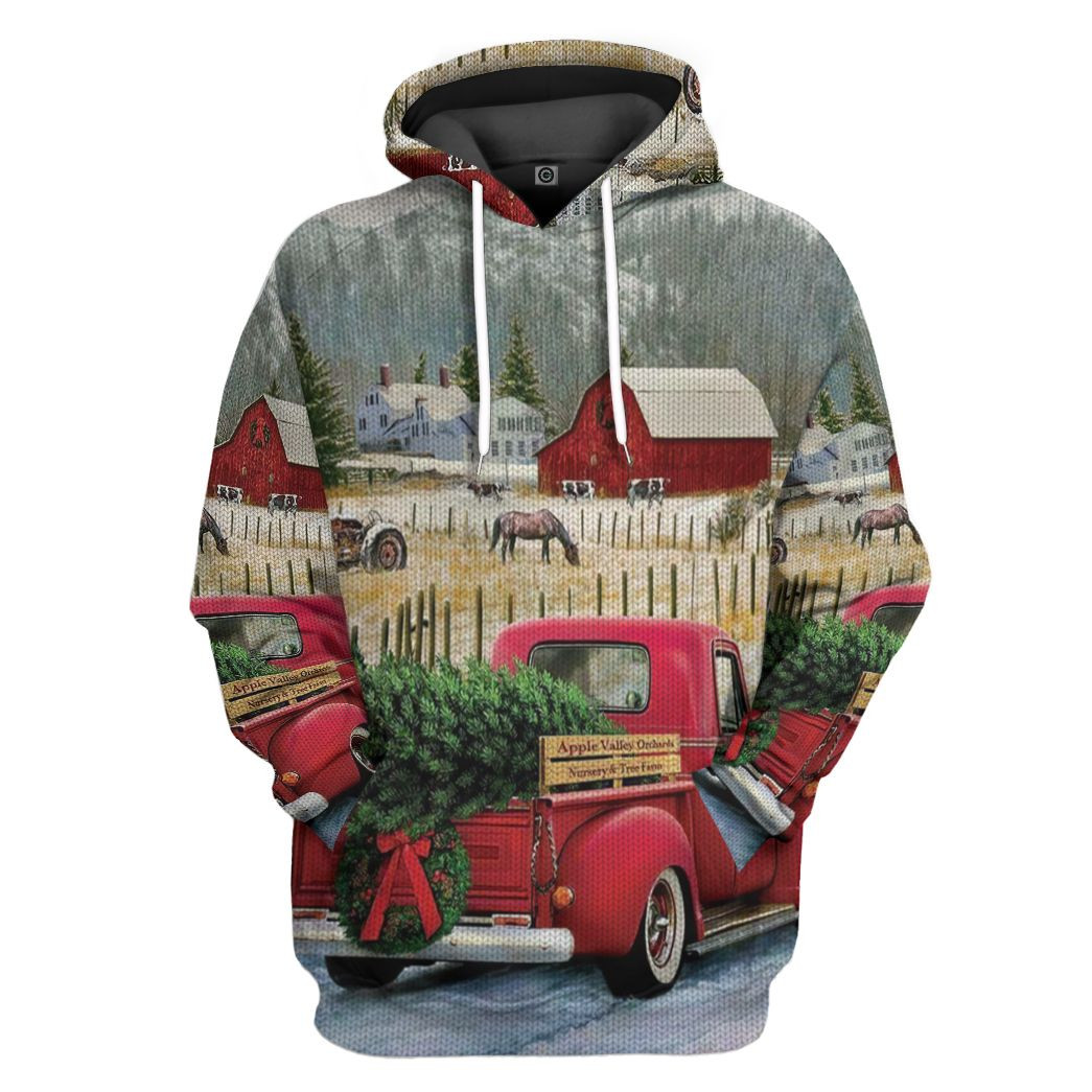 3D Red Truck Ugly Christmas Sweater Custom Tshirt  Hoodie Apparel