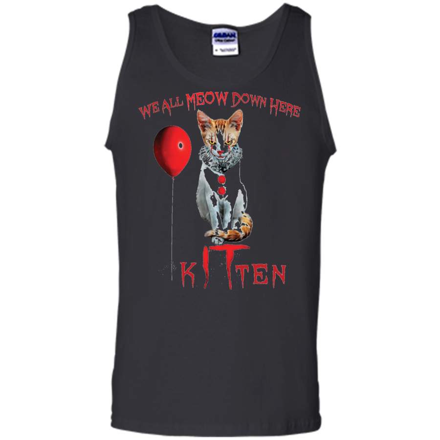 We All MEOW Down Here Clown Cat Kitten  Tank Top