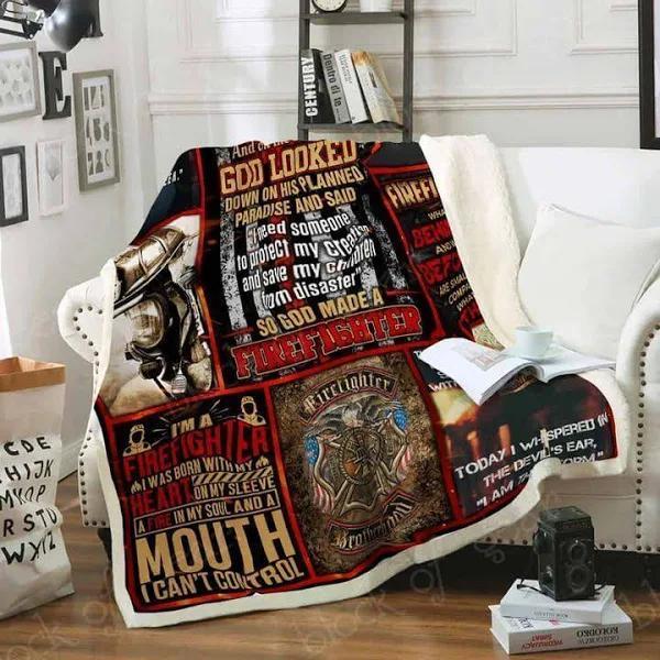 Firefighter Fireman Fleece Blanket