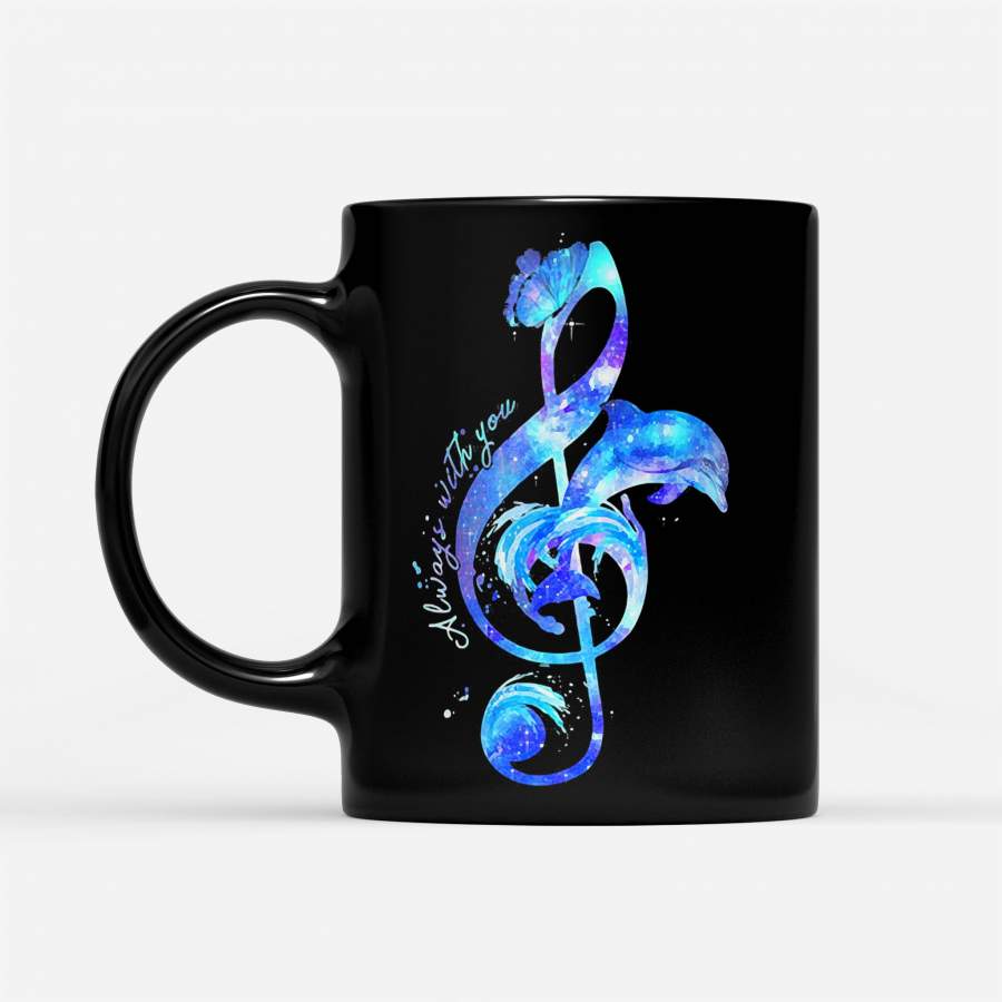 Dolphin Music Always With You Colorful – Black Mug