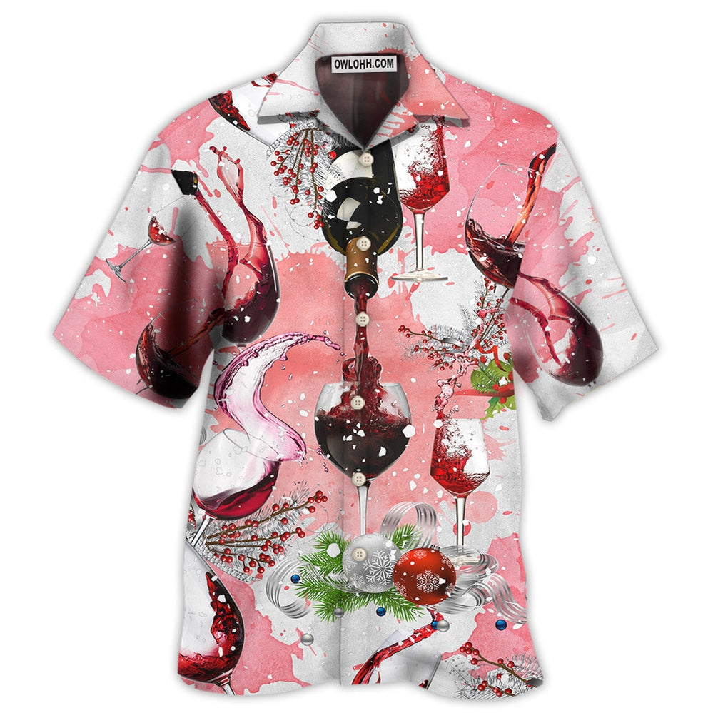 Wine Nothing Is Better Than A Glass Of Fine Wine On Christmas – Hawaiian Shirt  – Owl Ohh