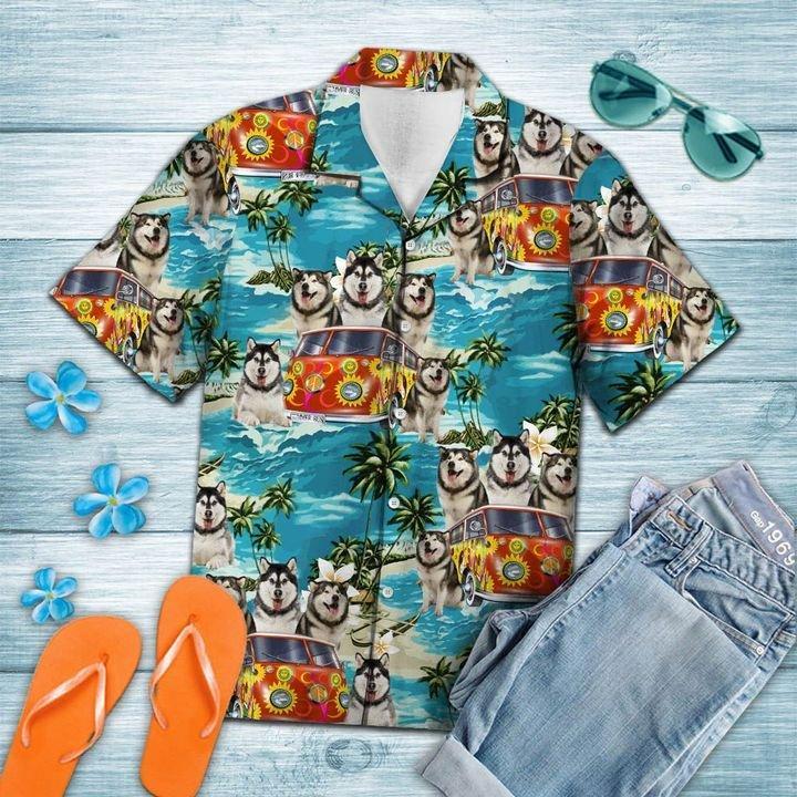 Alaskan Malamute Hippie Summer Hawaiian Shirt | Unisex | Full Size | Adult | Colorful | HW1408