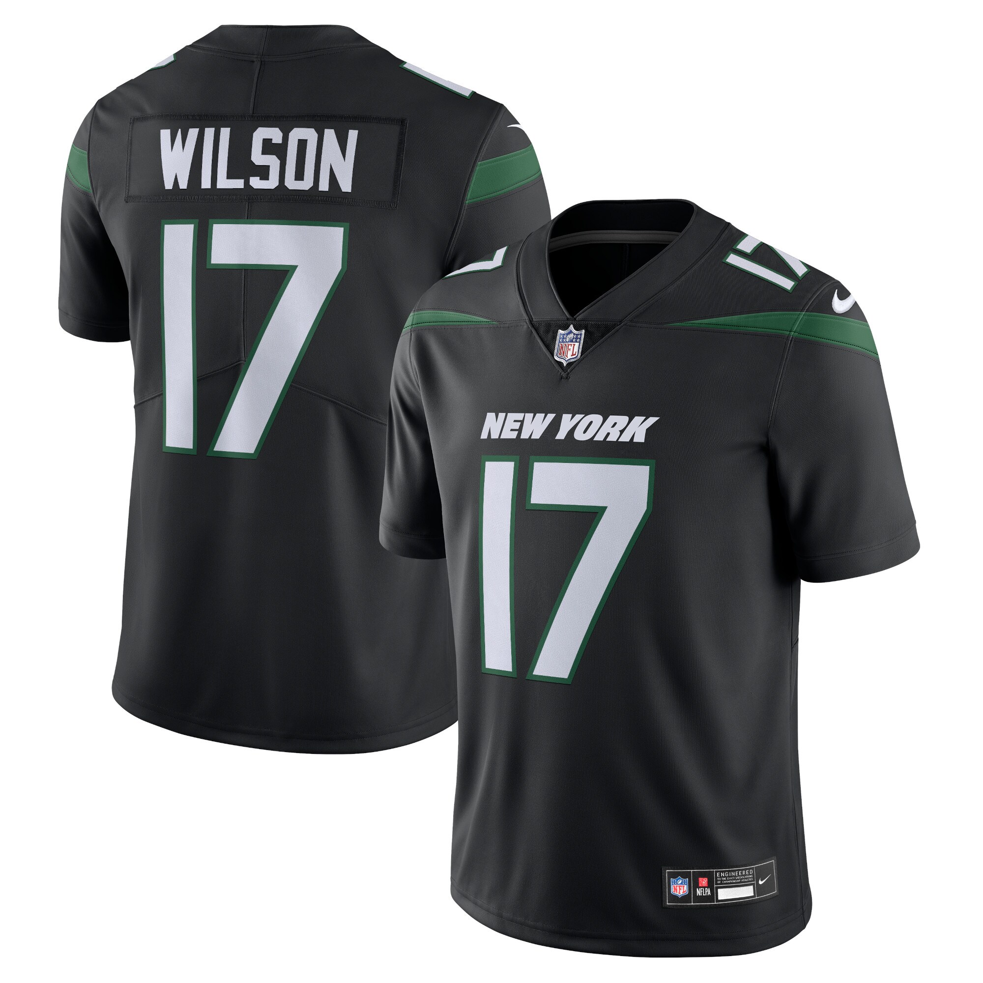 Men’s New York Jets Garrett Wilson Stealth Black Alternate Vapor Untouchable Limited Jersey