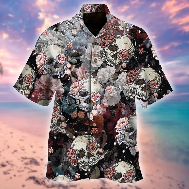 Skull Roses Hawaii Shirt For Men Women Adult Ha41517