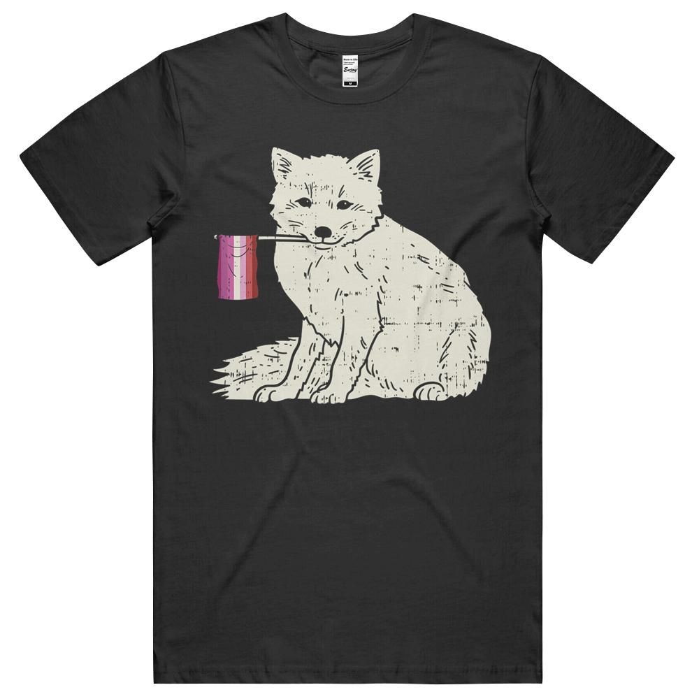 Womens Snow Fox Lesbian Pride Flag Butch Gay Lgbt Animal Gift T-Shirt, Hoodie, Long Sleeve Tee