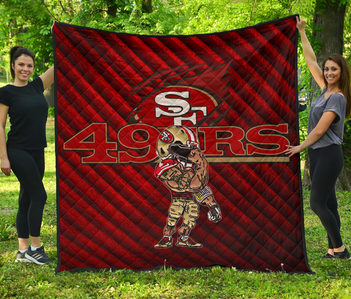 San Francisco American Football 49Ers Football Minimal Muscle Player Artwork Premium Quilt Blanket