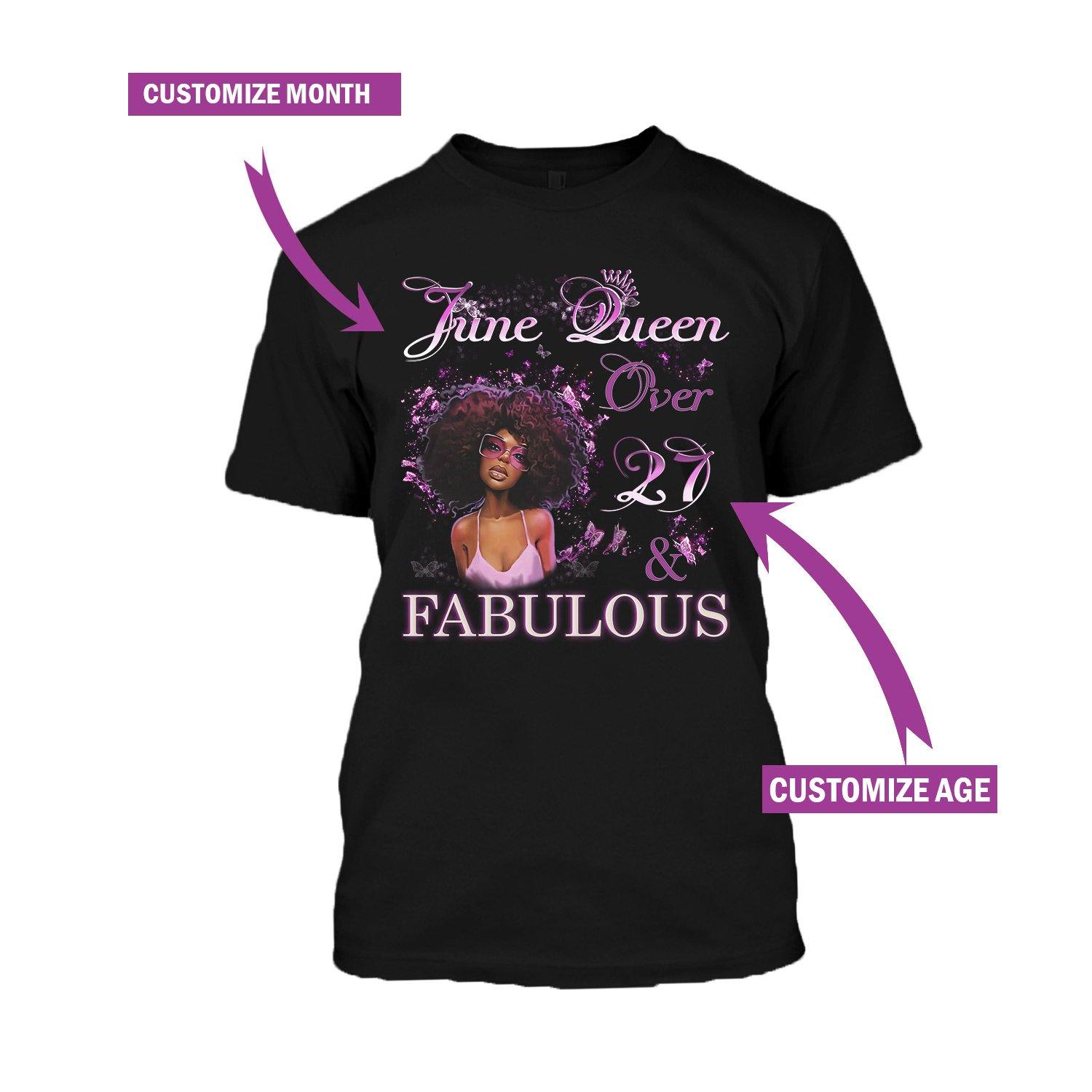 Personalized Black Queen Fabulous T-Shirt