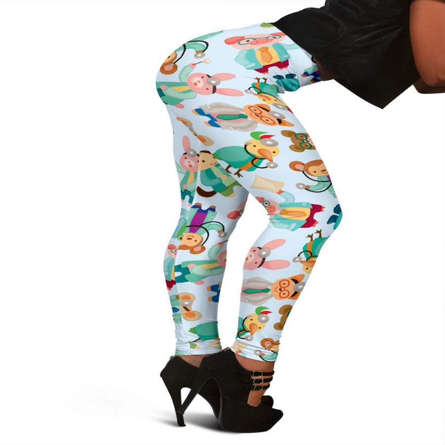 Animal Nurse Pattern Print Women Leggings