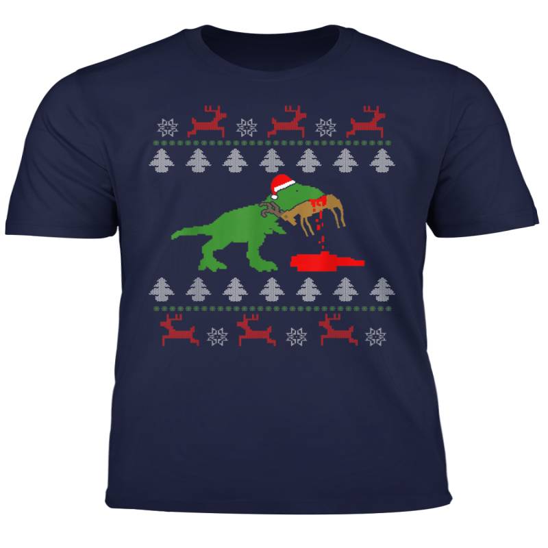 Ugly Christmas Sweater Humor T Rex Rentier Geschenk T Shirt