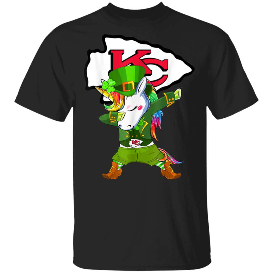 Unicorn Dabbing Football Team Kansas CityChief StPatricks TShirt