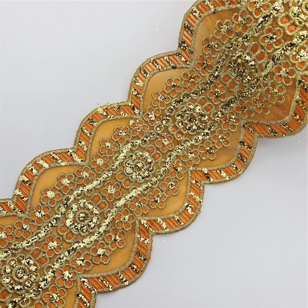 10yards Sequin Fabric Venise lace trim Decoration for wedding dress clothes Wide:12cm alx