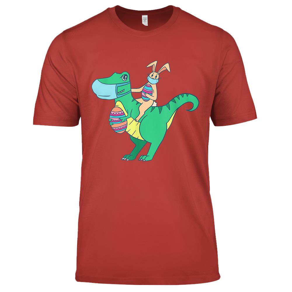 Bunny Riding Trex With Masks Funny Quarantine Easter Premium T Shirts