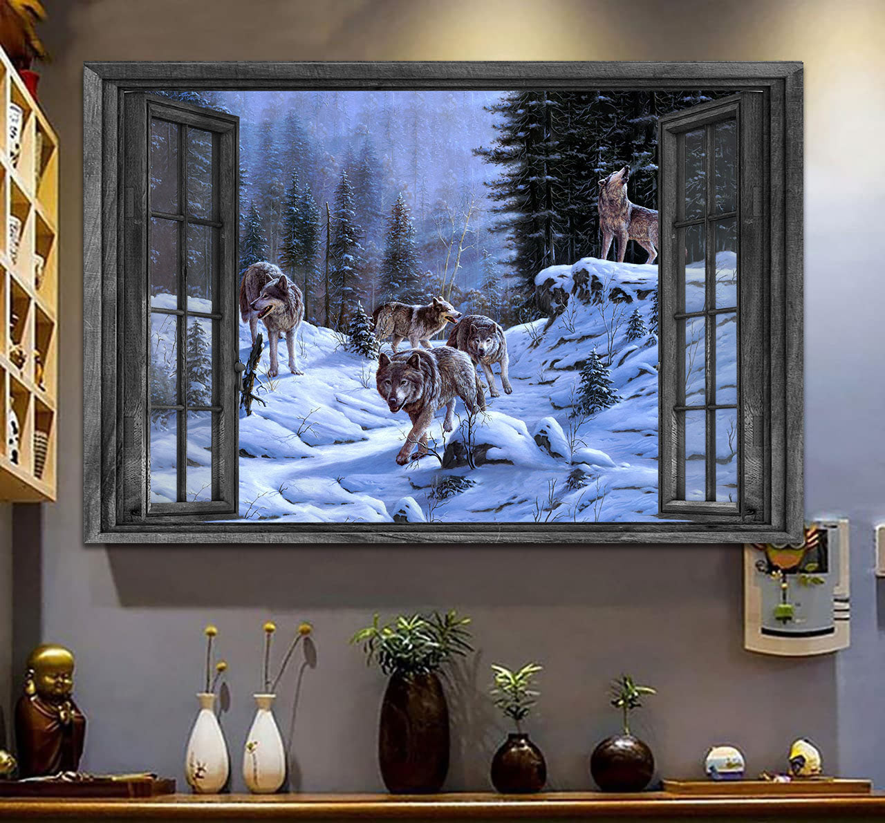 Wolf 3D Wall Art Painting Art 3D Wild Animals Home Decoration Gift Idea Birthday