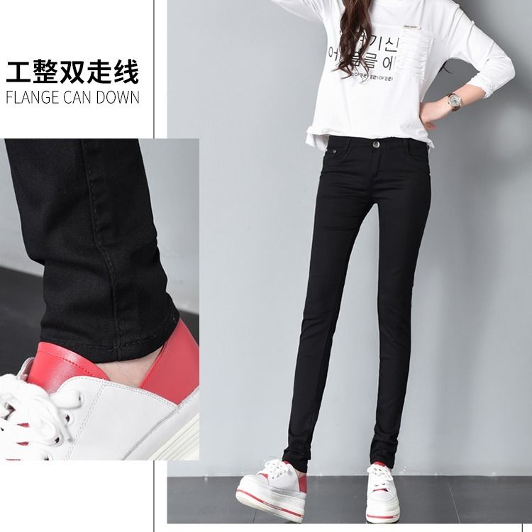 Woman Jeans Pants Cotton Skinny Spring Autumn Red Pencil Pants Pantalones Vaqueros Mujer alx