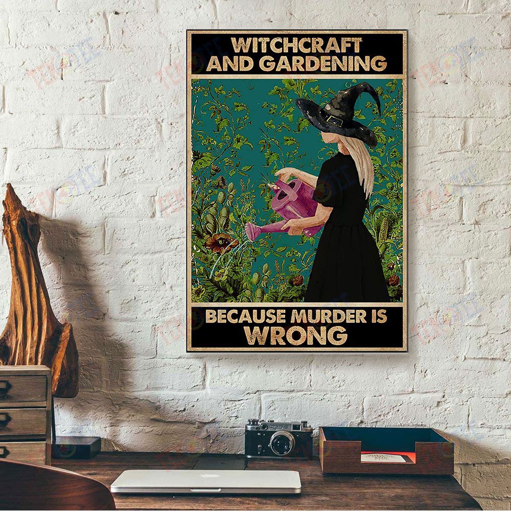 Canvas Art Prints Witchcraft And Gardening Murder Is Wrong Vintage Art Canvas Wall Art Home Decoration